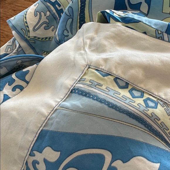 Coldwater Creek Silk Blue White Patterned Tunic - Picture 7 of 7